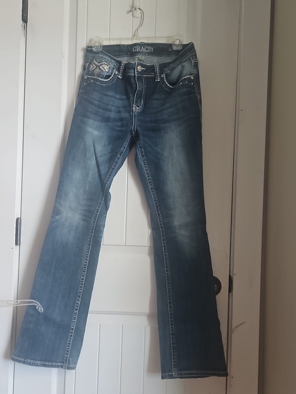 Grace Faded Blue Flare Jeans - Women's